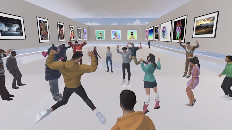 Many avatars jumping in Spatial